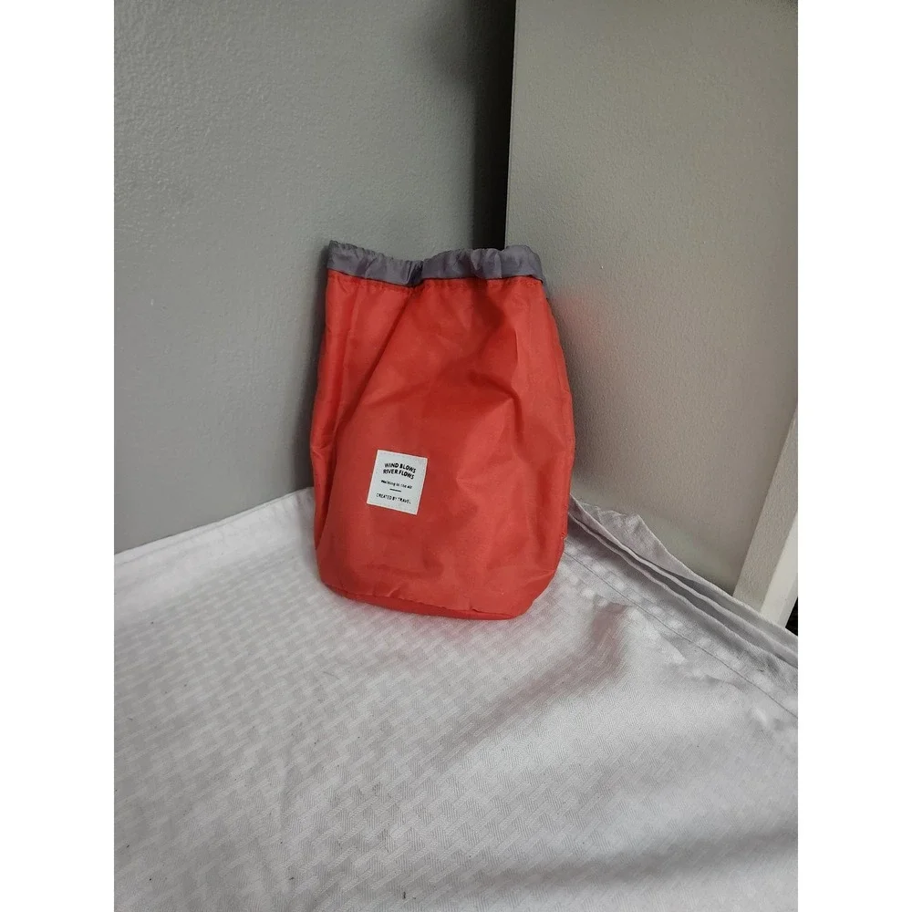 Wind Blows River Flows Travel Drawstring Pouch Orange Toiletry Cosmetic Bag
